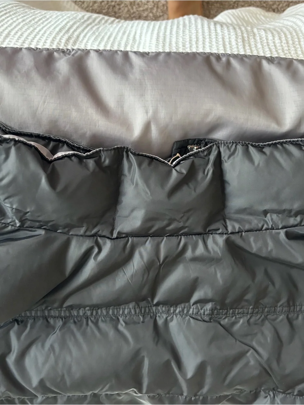 Banana Republic Black and Light Gray Puffer Vest